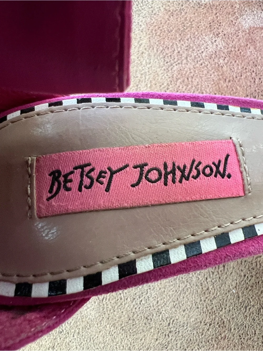 Betsey Johnson Hot Pink Suede Bow Ankle-Strap Heels. Size 7